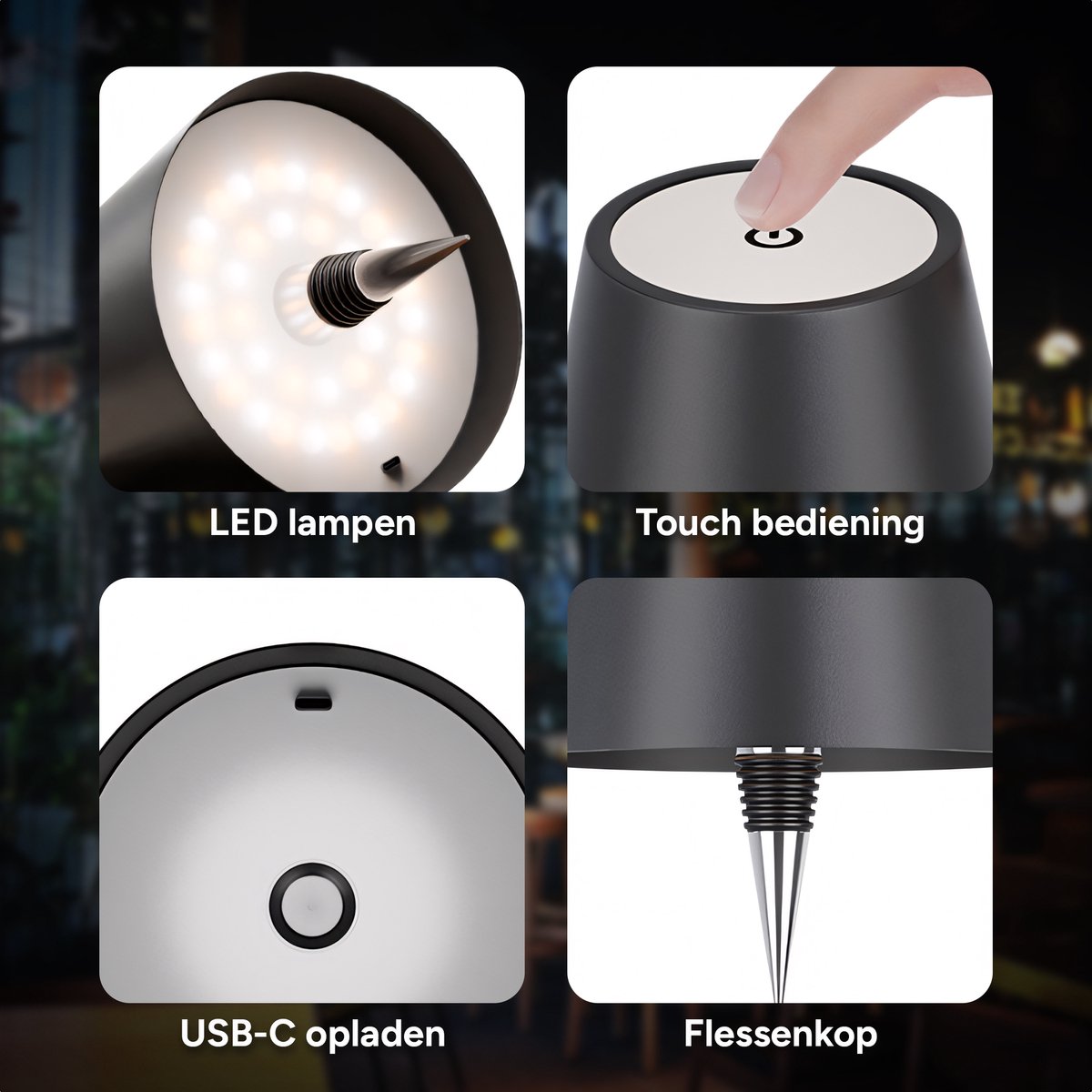 Flessenlamp 2 Stuks - Draadloos en Oplaadbaar