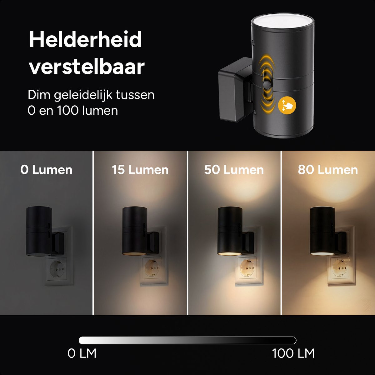 Stekkerlamp Zwart - Met Lichtsensor