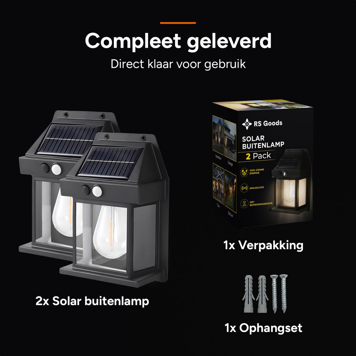 Solar Buitenlamp met Bewegingssensor - 2 Stuks