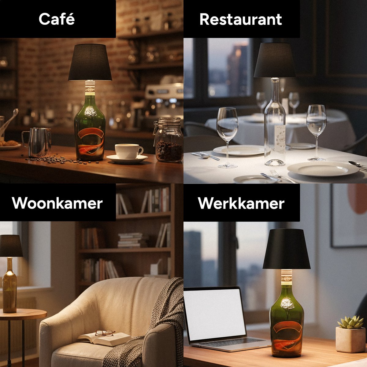 Flessenlamp 2 Stuks - Draadloos en Oplaadbaar