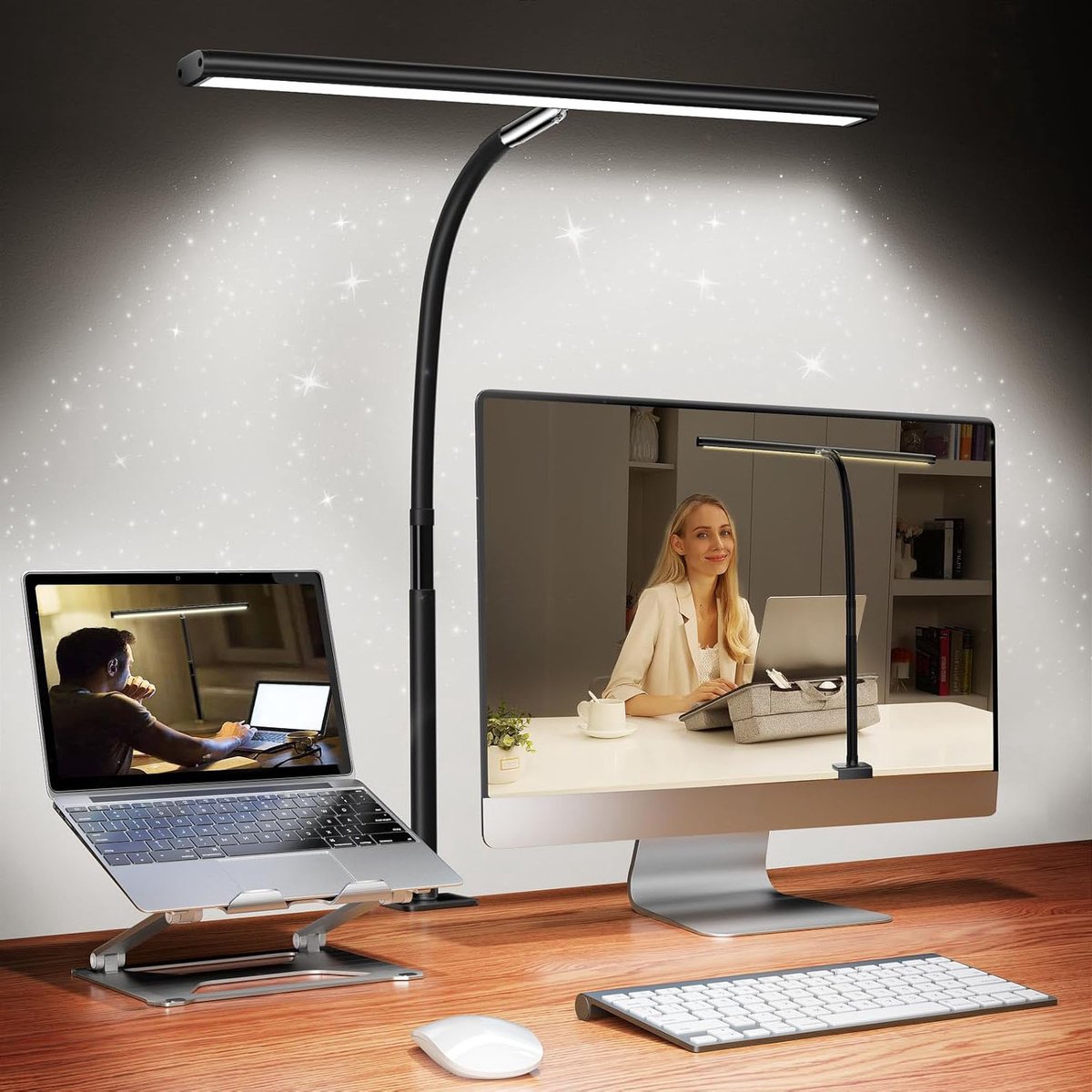 LED Bureaulamp met Klem - 3 Lichtkleuren - Zwart