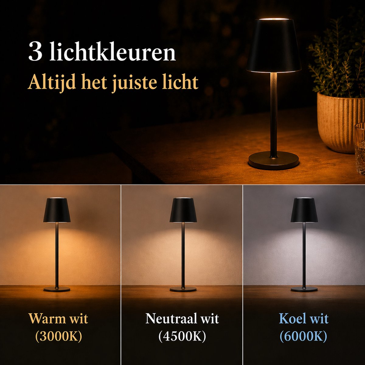Tafellamp Oplaadbaar - 2 Stuks