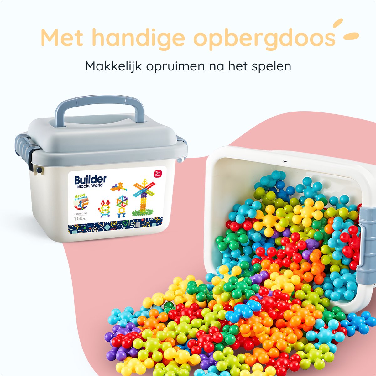 Mega Bouwblokken Set 160 Stuks - Met Voorbeeldboekje