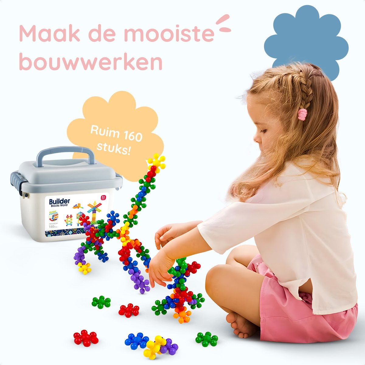 Mega Bouwblokken Set 160 Stuks - Met Voorbeeldboekje