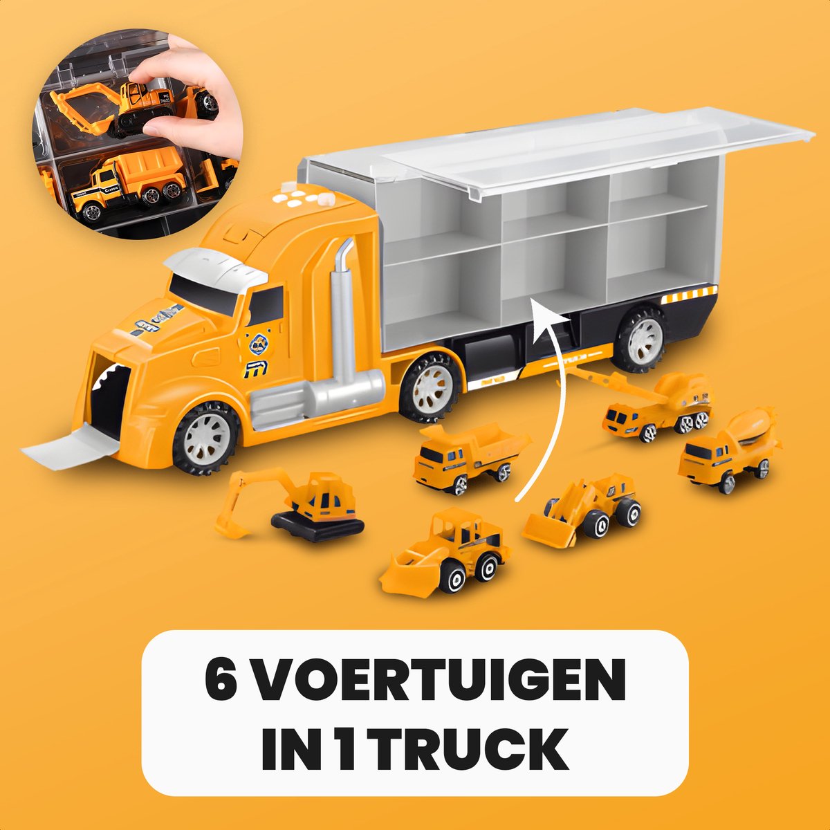 Constructie speelgoedtruck - Met 6 extra auto’s