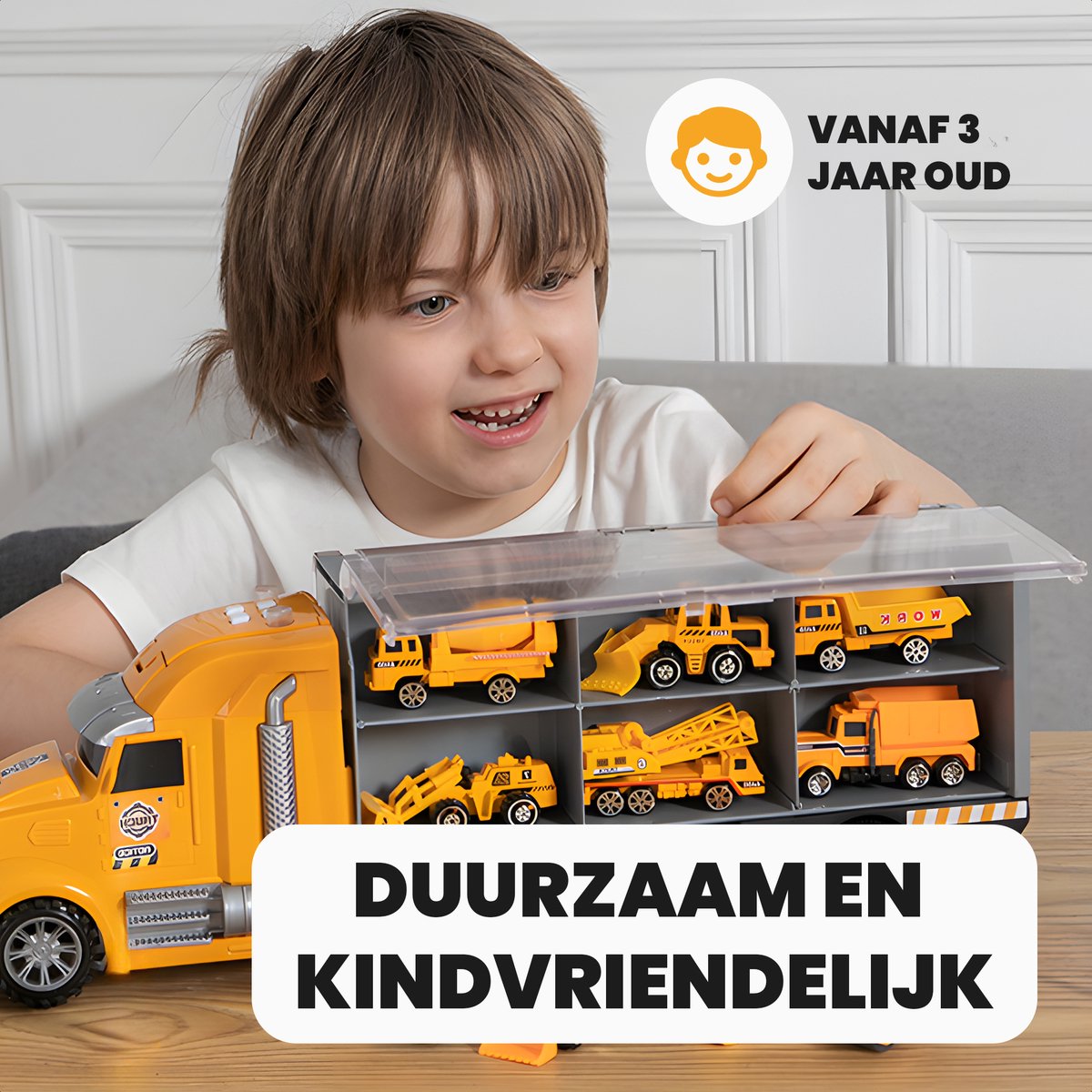 Constructie speelgoedtruck - Met 6 extra auto’s