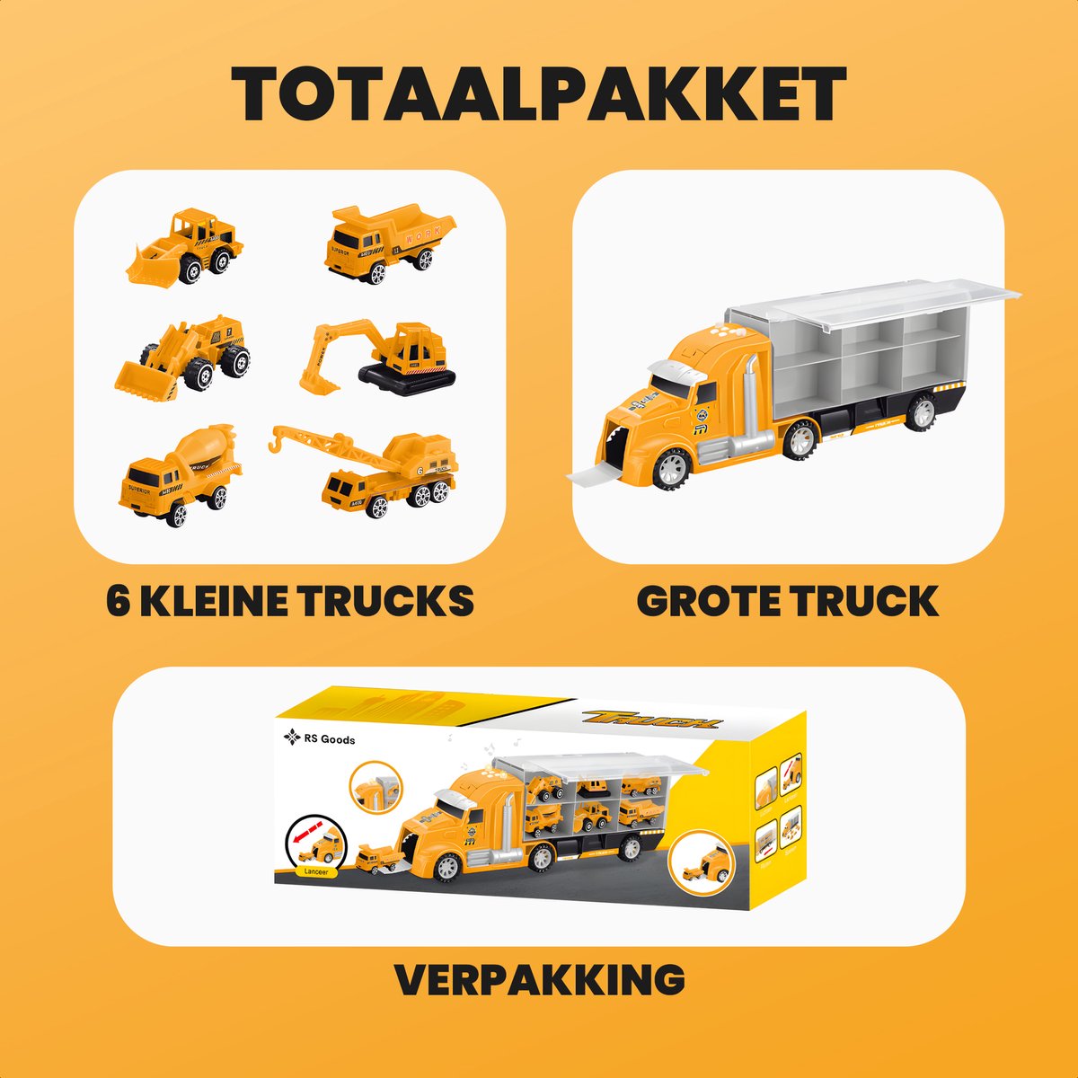 Constructie speelgoedtruck - Met 6 extra auto’s