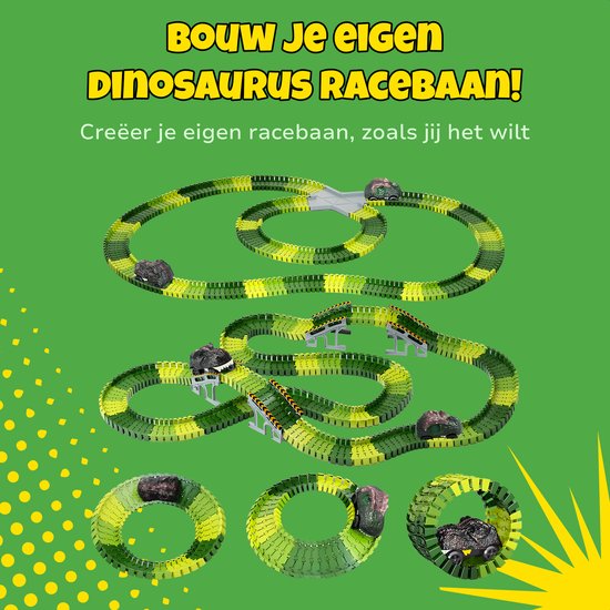 Dinosaurus Speelgoed Racebaan - Inclusief Dinosaurusauto - 120 Onderdelen