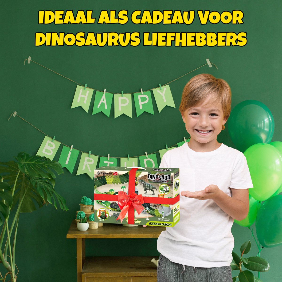 Dinosaurus Speelgoed Racebaan - Inclusief Dinosaurusauto - 120 Onderdelen