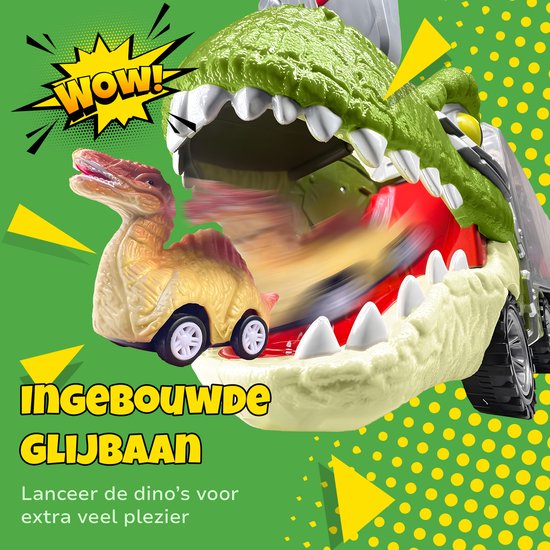 Dinosaurus Speelgoedtruck - Met 6 Extra Speelgoedauto's