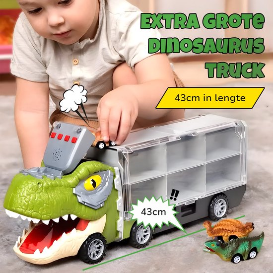 Dinosaurus Speelgoedtruck - Met 6 Extra Speelgoedauto's