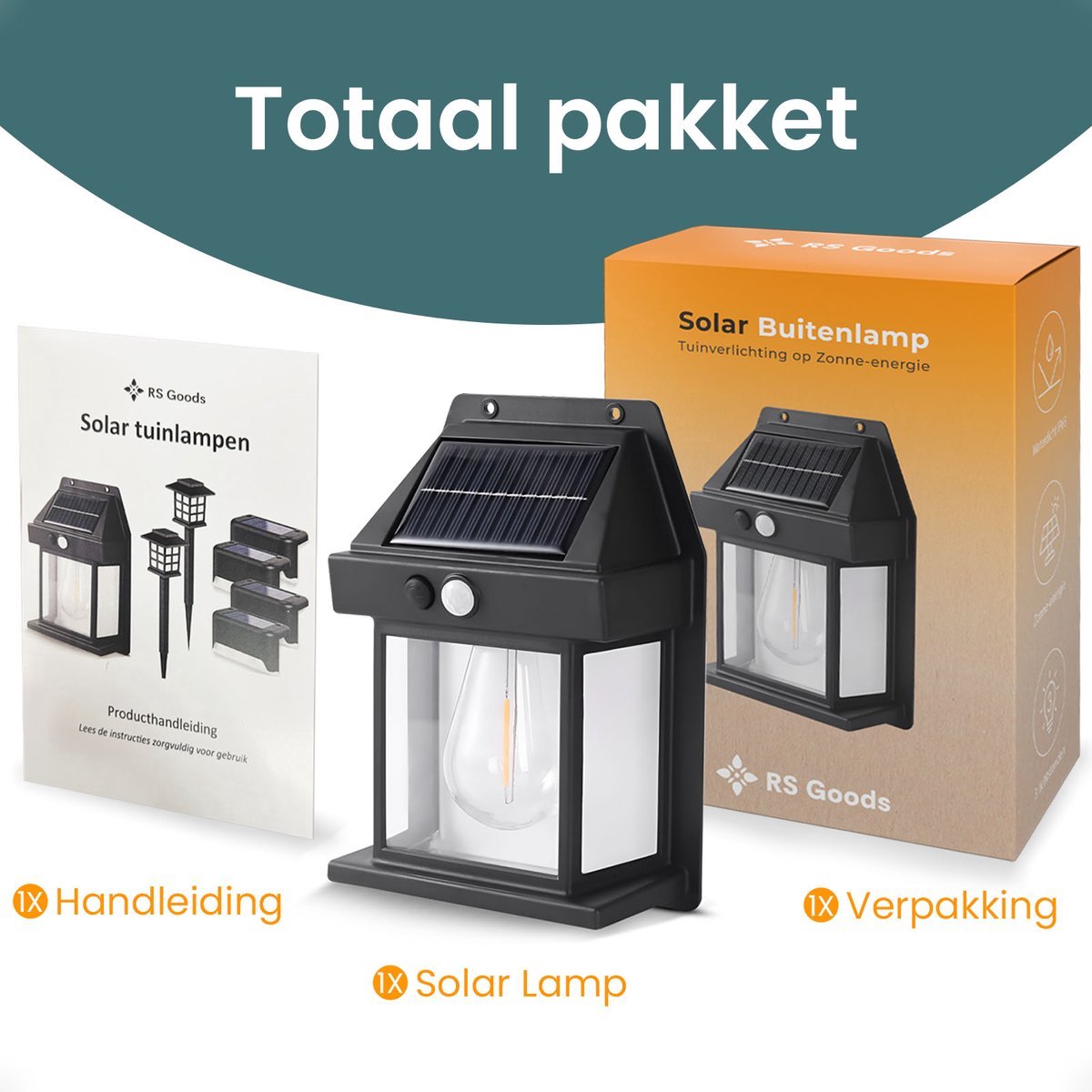 Buitenlamp op Zonne Energie - 4 Stuks