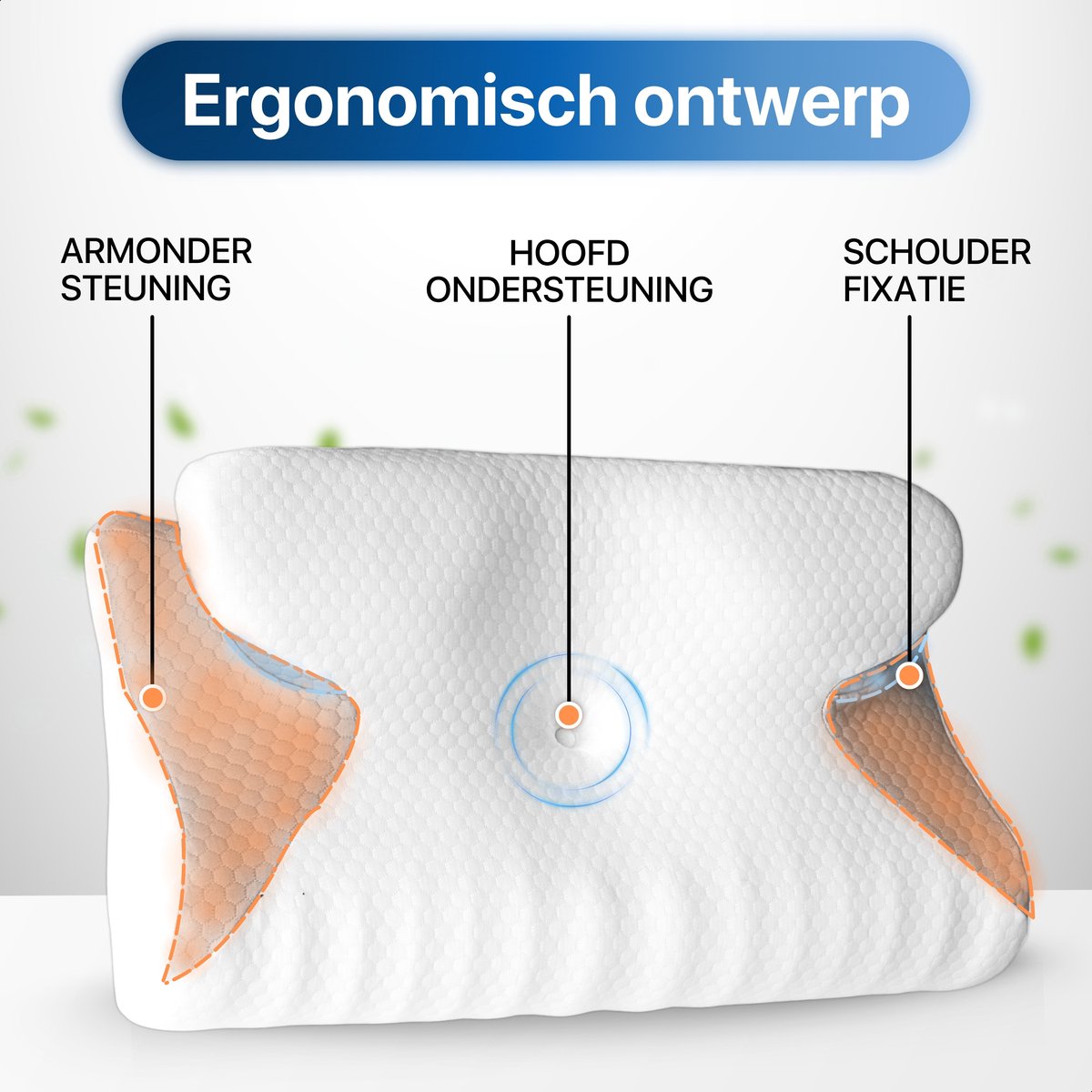 Ergonomisch Hoofdkussen - Medium - Voor Rug-, Buik- en Zijslapers