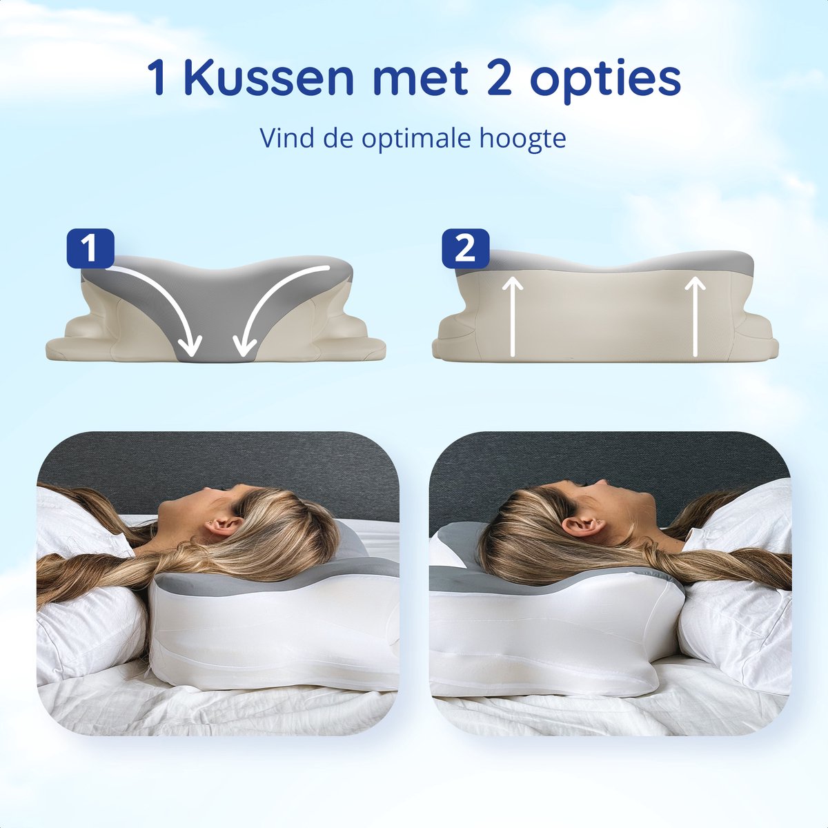 Ergonomisch Hoofdkussen - Zacht - Voor Rug- en Zijslapers