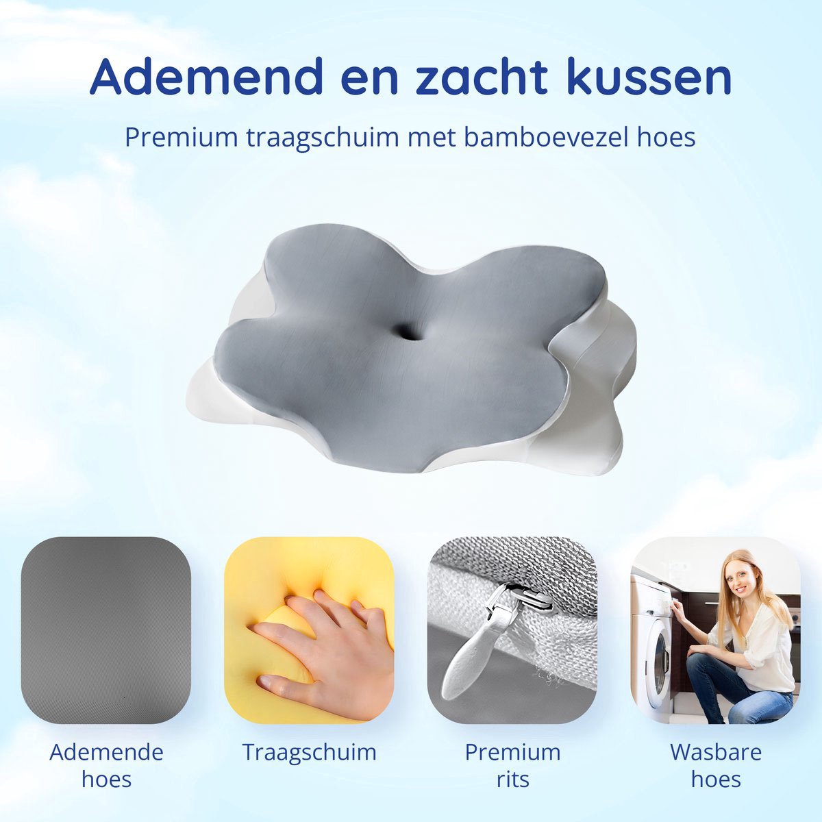 Ergonomisch Hoofdkussen - Zacht - Voor Rug- en Zijslapers