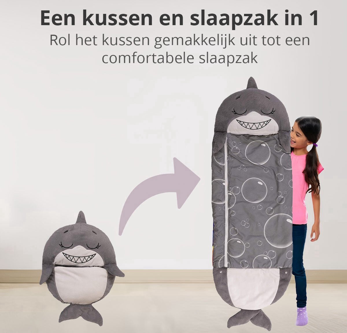 Kinderslaapzak Haai tot 12 Jaar - Geschikt tot 150 cm Lichaamslengte