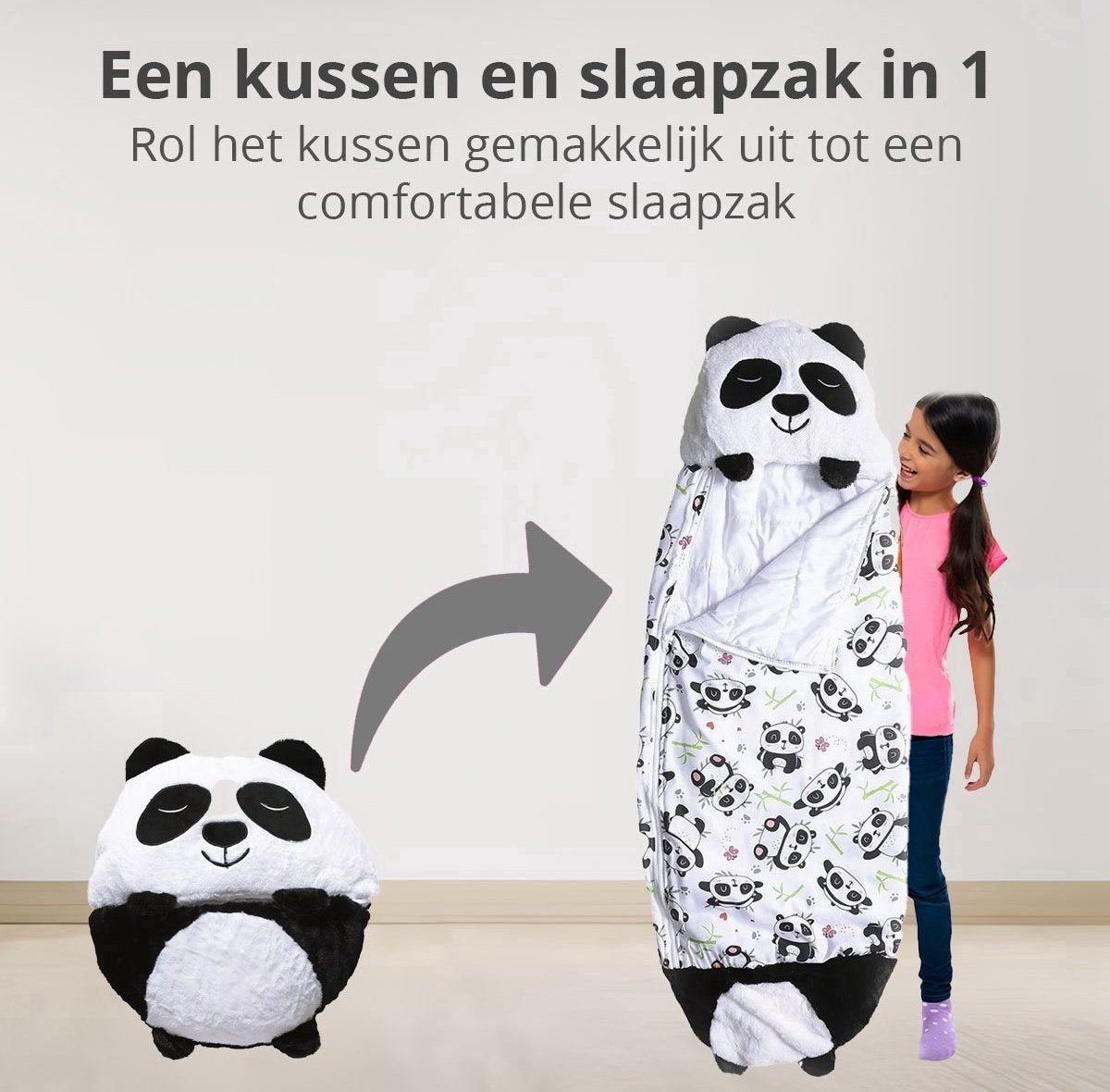 Kinderslaapzak Panda tot 12 Jaar - Geschikt tot 150 cm Lichaamslengte