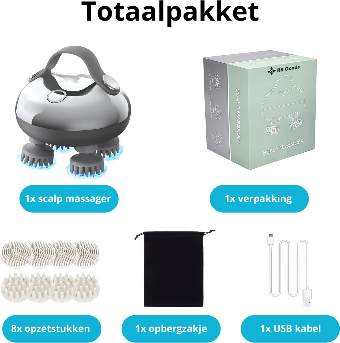 Elektrisch Hoofdmassage Apparaat - Zilver
