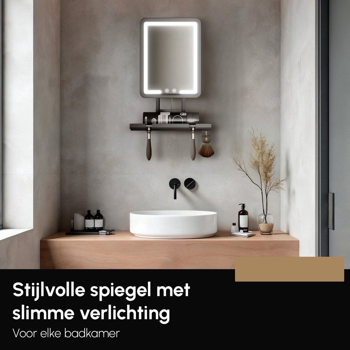 Badkamerspiegel met Anti Condens Functie - Inclusief LED Verlichting - Draadloos
