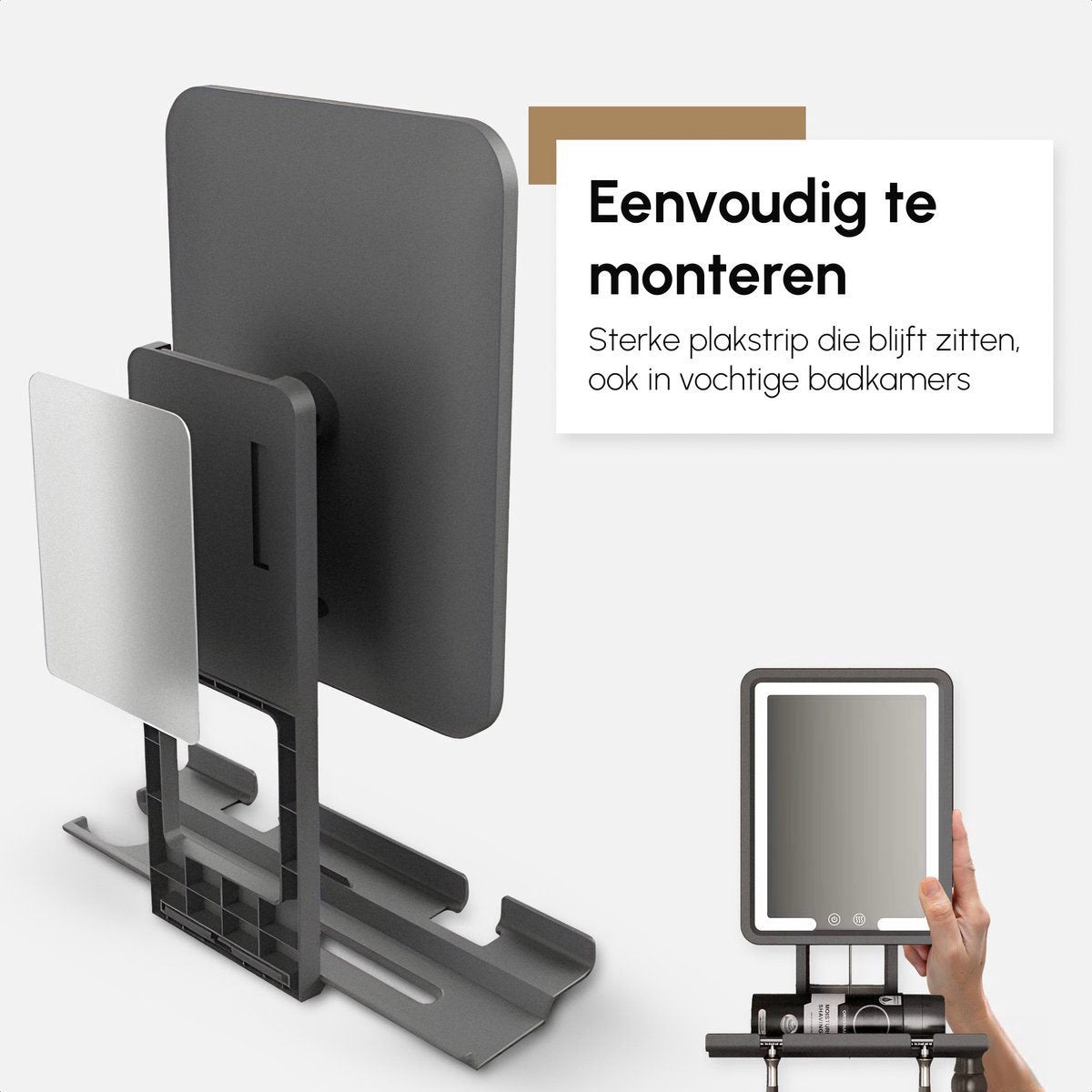 Badkamerspiegel met Anti Condens Functie - Inclusief LED Verlichting - Draadloos