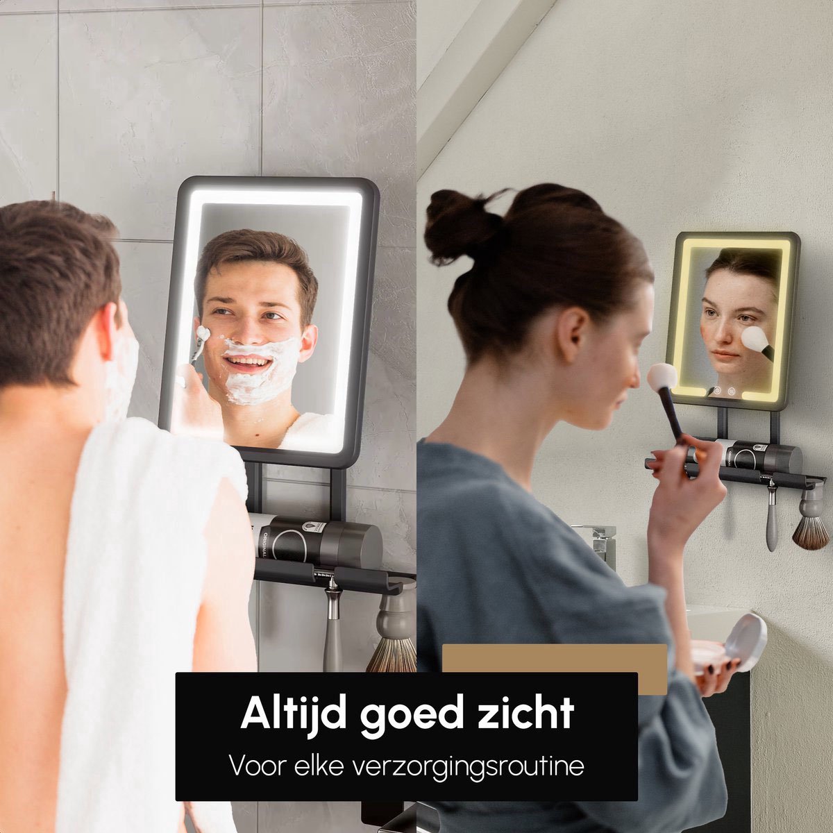Badkamerspiegel met Anti Condens Functie - Inclusief LED Verlichting - Draadloos