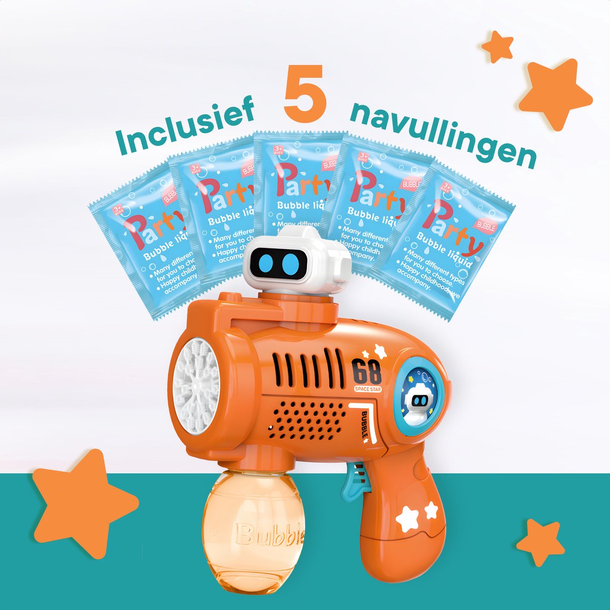 Bellenblaasmachine - Met 21 Schietgaten & 5x Extra Navulling