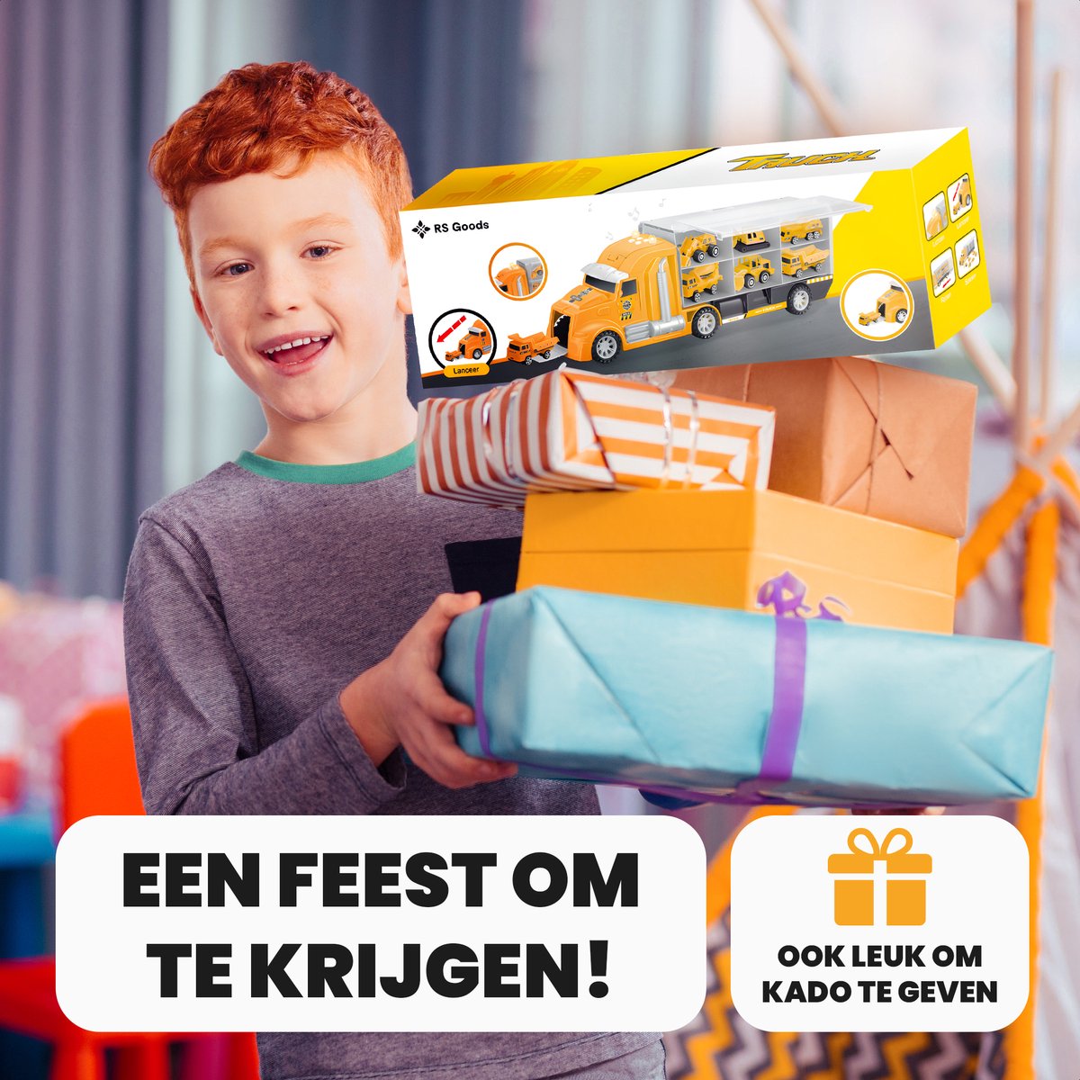 Constructie speelgoedtruck - Met 6 extra auto’s