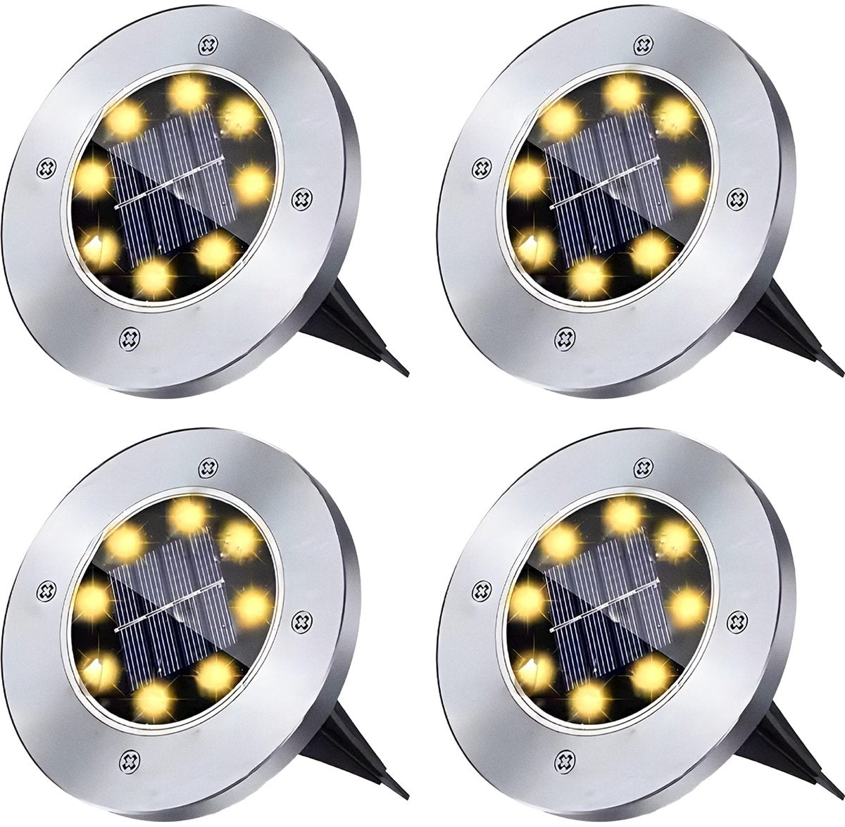 Grond Spots op Zonne Energie - 4 Stuks - Solar Tuinverlichting