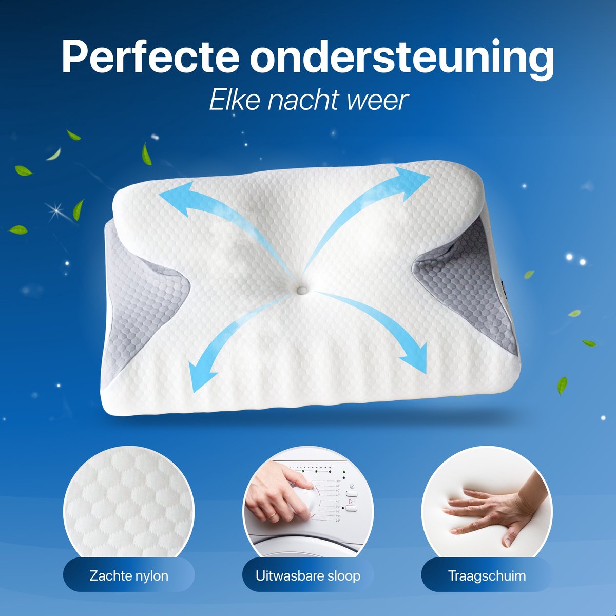 Ergonomisch Hoofdkussen - Medium - Voor Rug-, Buik- en Zijslapers