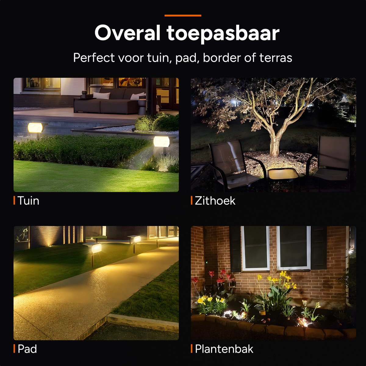 Luxe buitenlamp op Zonne Energie - 4 Stuks