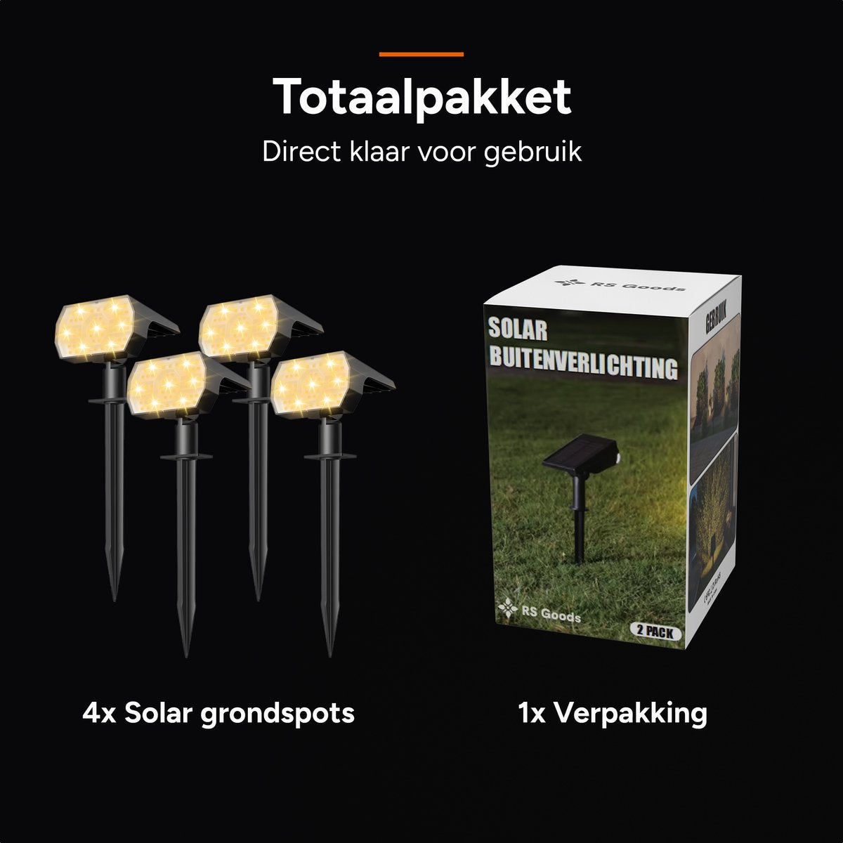 Luxe buitenlamp op Zonne Energie - 4 Stuks