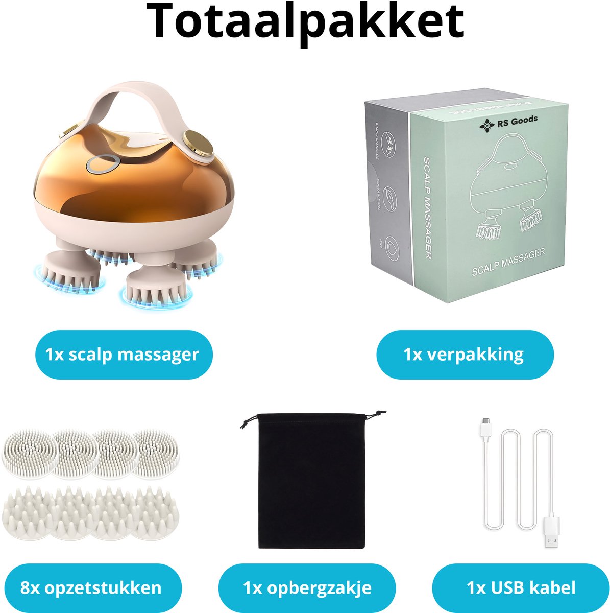 Elektrisch Hoofdmassage Apparaat - Goud