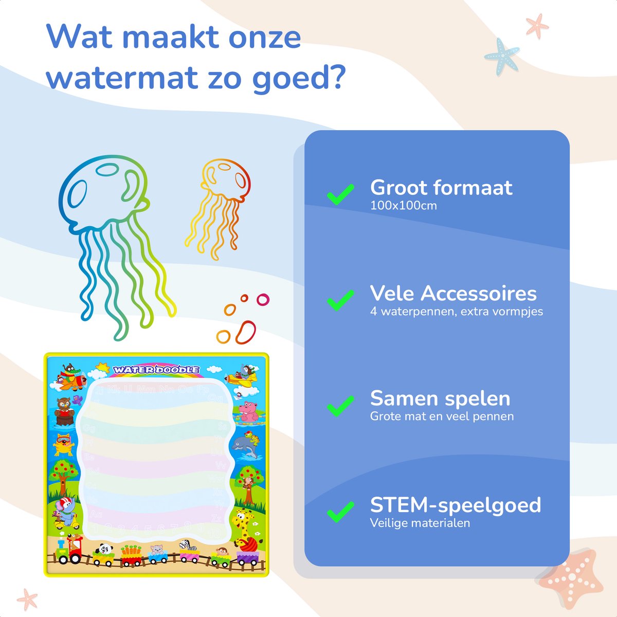 Water Tekenmat met 18 Accessoires
