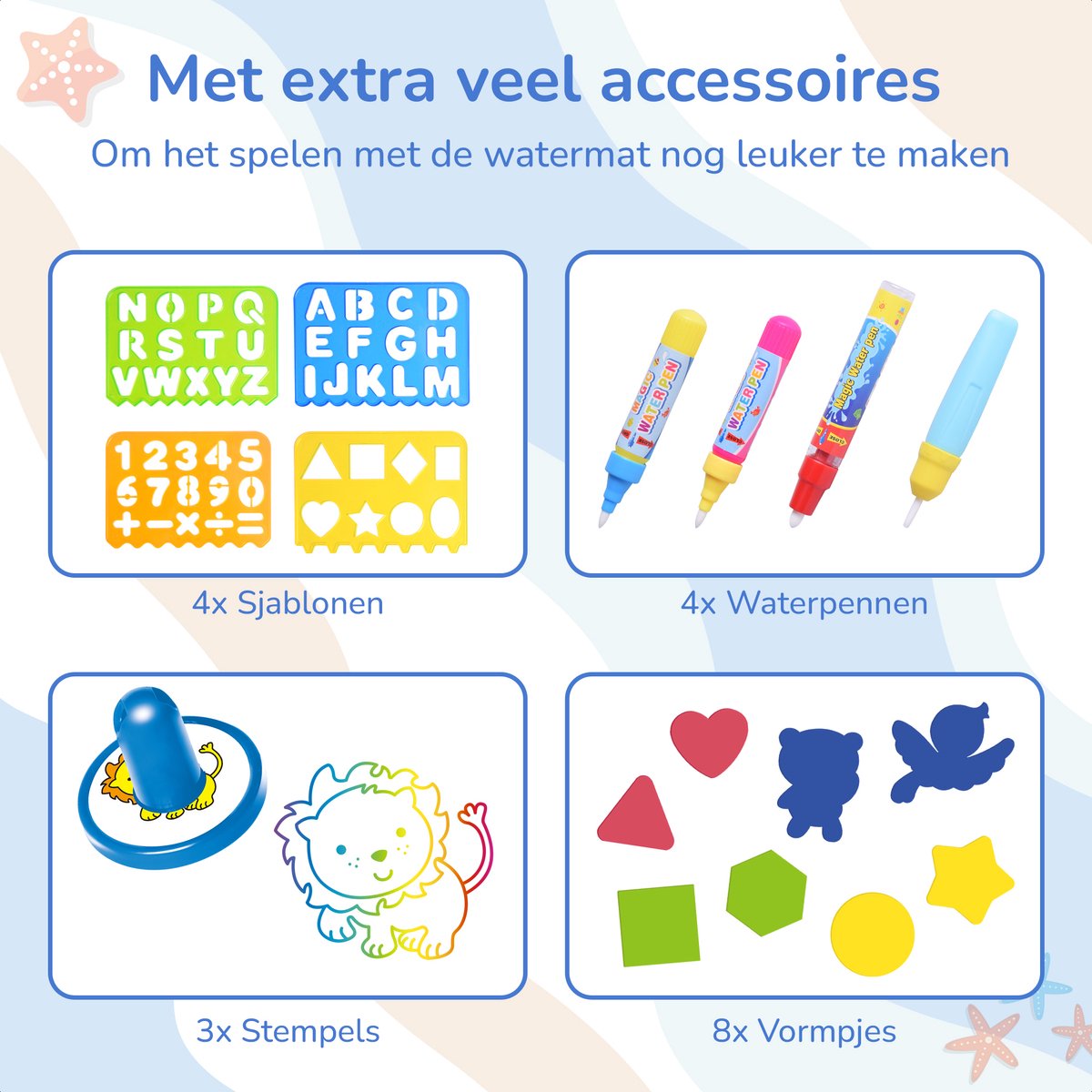 Water Tekenmat met 18 Accessoires