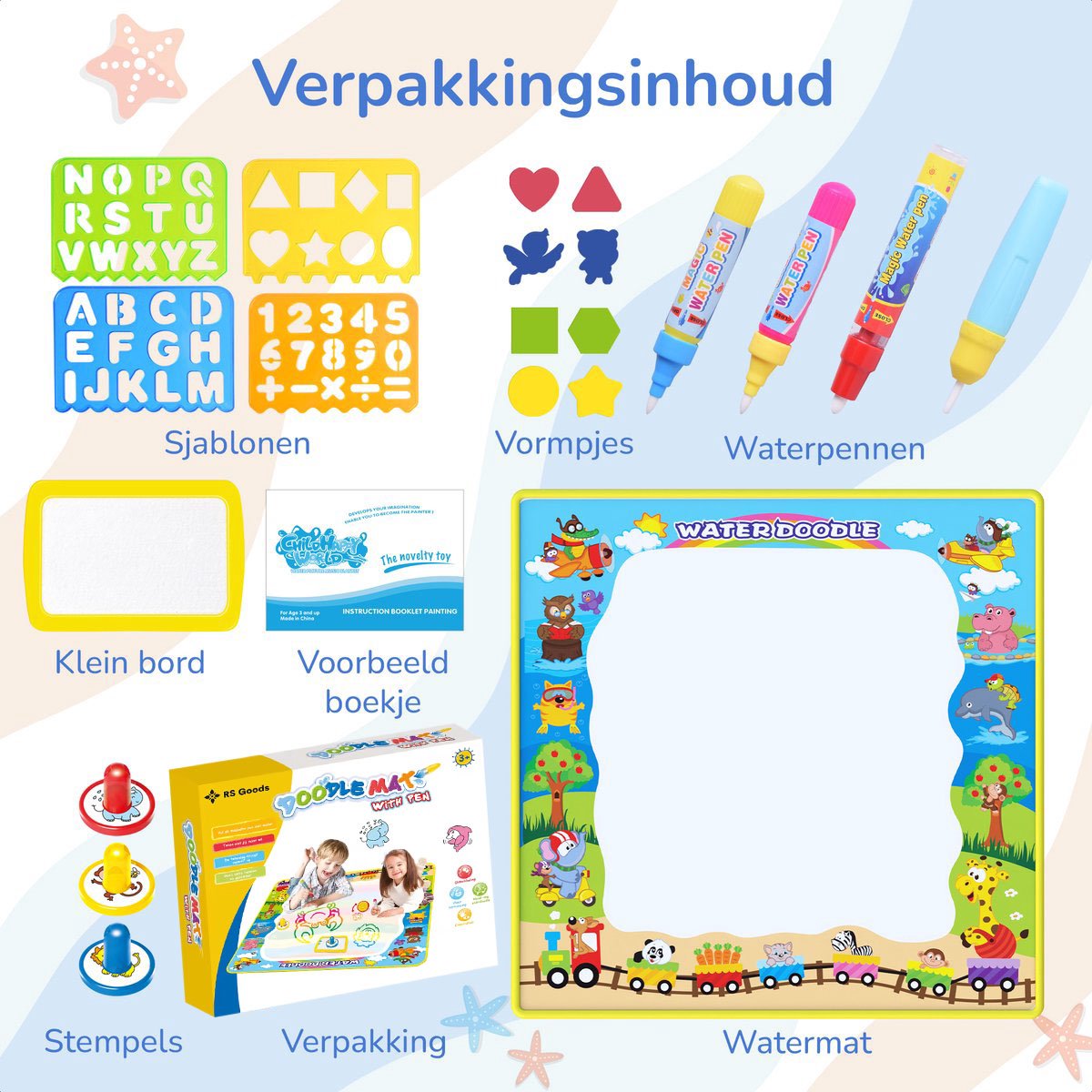 Water Tekenmat met 18 Accessoires
