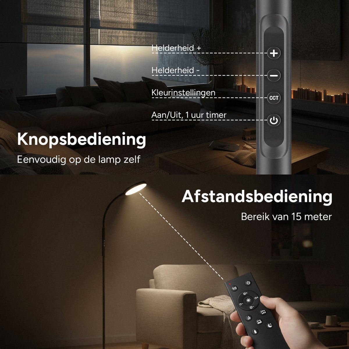 Vloerlamp met afstandsbediening