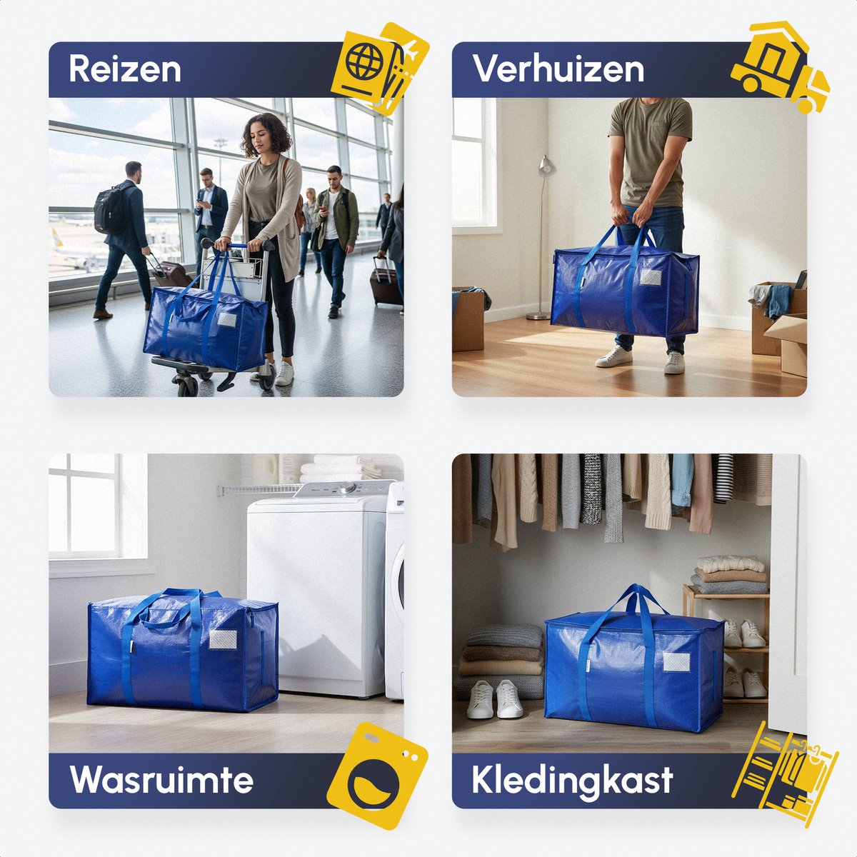 Verhuis & Opbergtassen - 4 Stuks