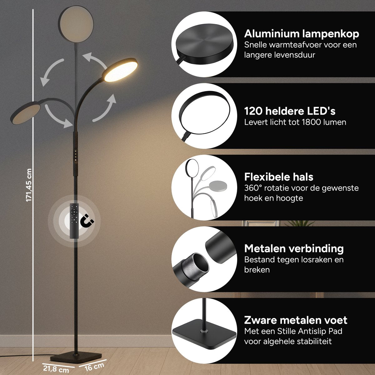 Vloerlamp met afstandsbediening
