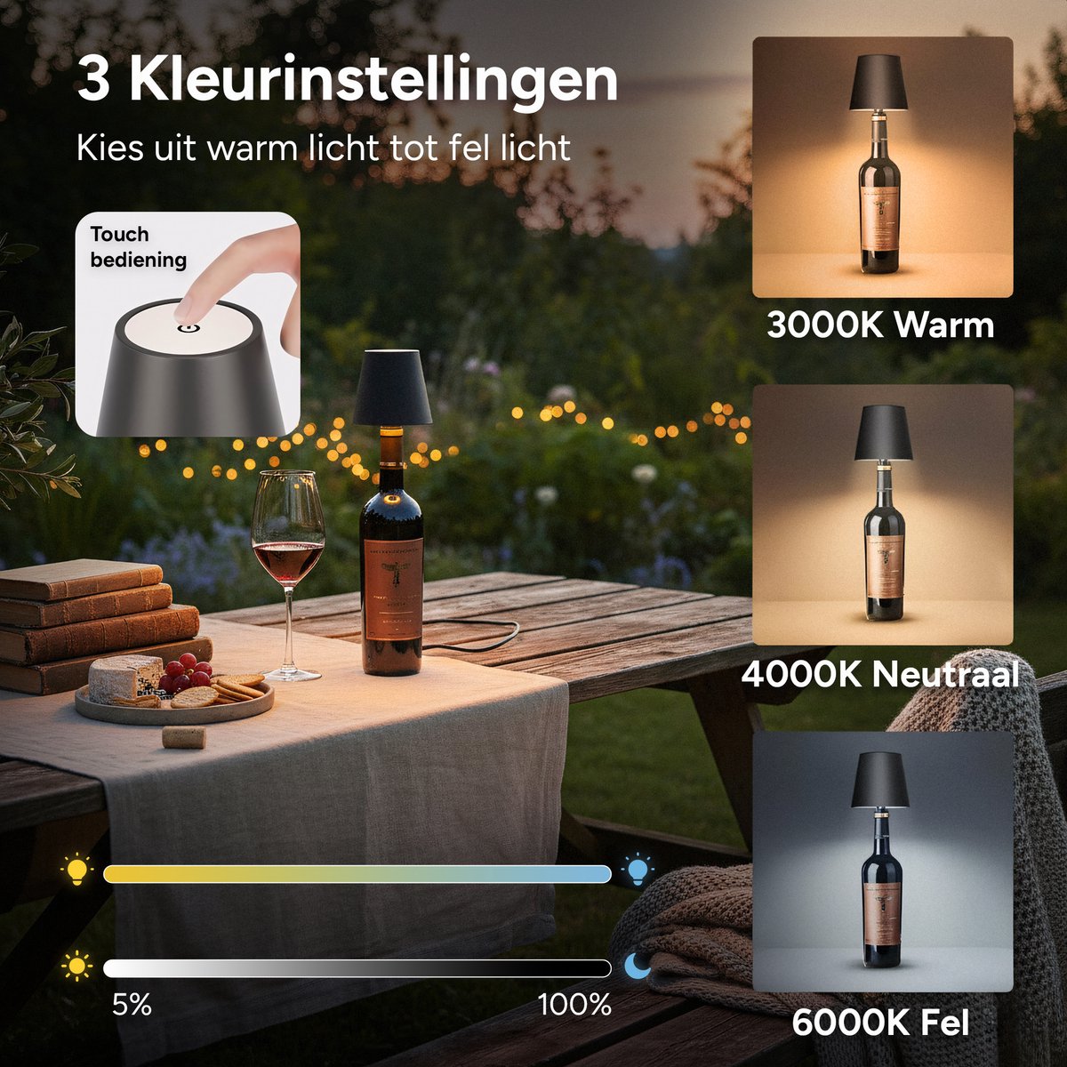 Flessenlamp 2 Stuks - Draadloos en Oplaadbaar