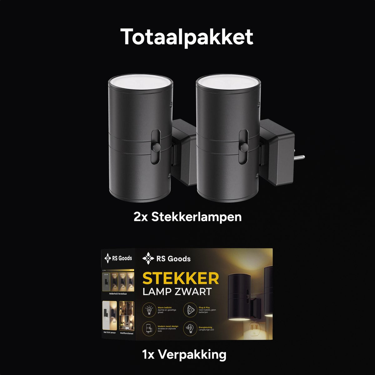 Stekkerlamp Zwart - Met Lichtsensor