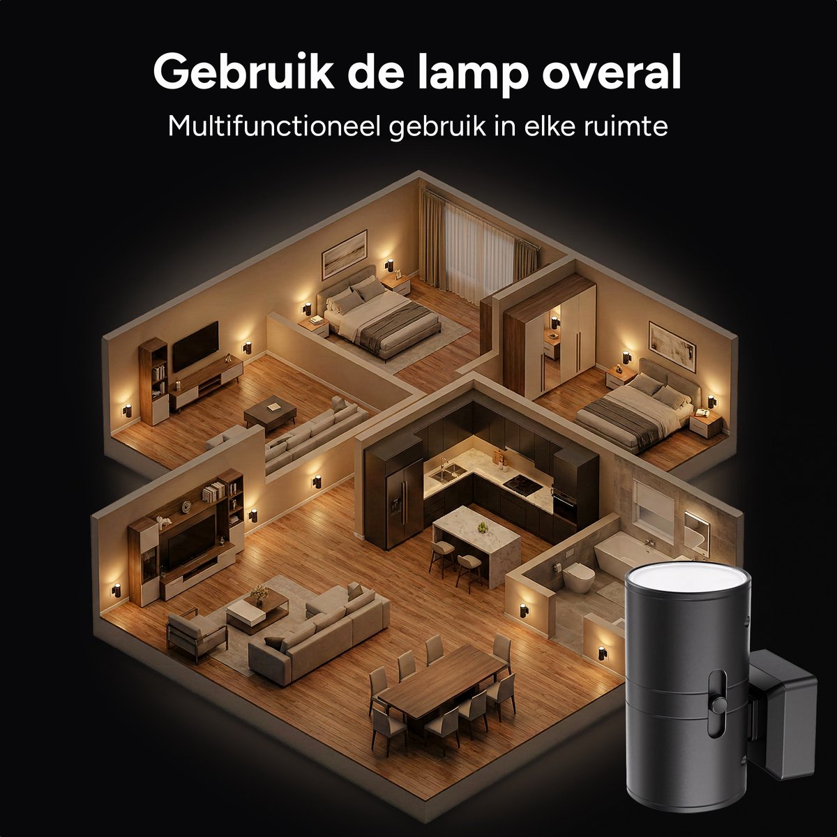 Stekkerlamp Zwart - Met Lichtsensor