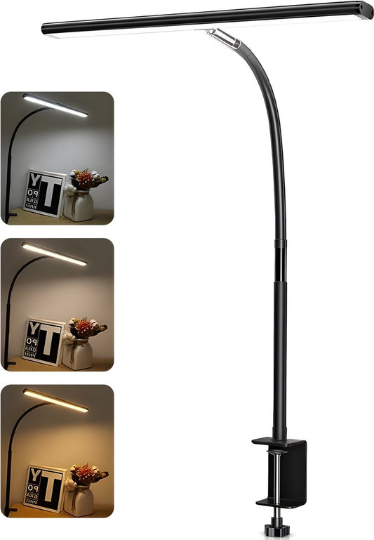 LED Bureaulamp met Klem - 3 Lichtkleuren - Zwart