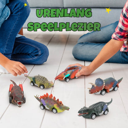 Dinosaurus auto's - 6 stuks - Pull & Release