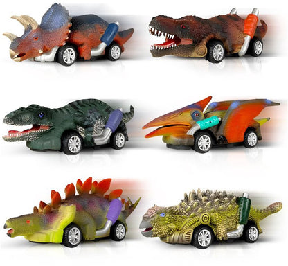 Dinosaurus auto's - 6 stuks - Pull & Release