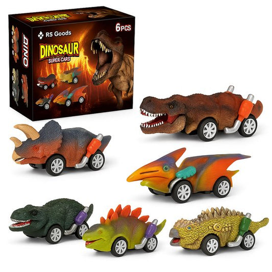 Dinosaurus auto's - 6 stuks - Pull & Release