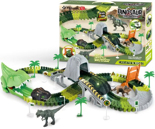 Dinosaurus Speelgoed Racebaan - Inclusief Dinosaurusauto - 120 Onderdelen