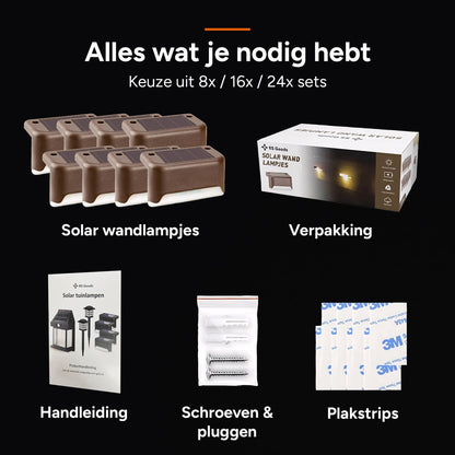 LED Wandlampjes op Zonne Energie - 8 Stuks