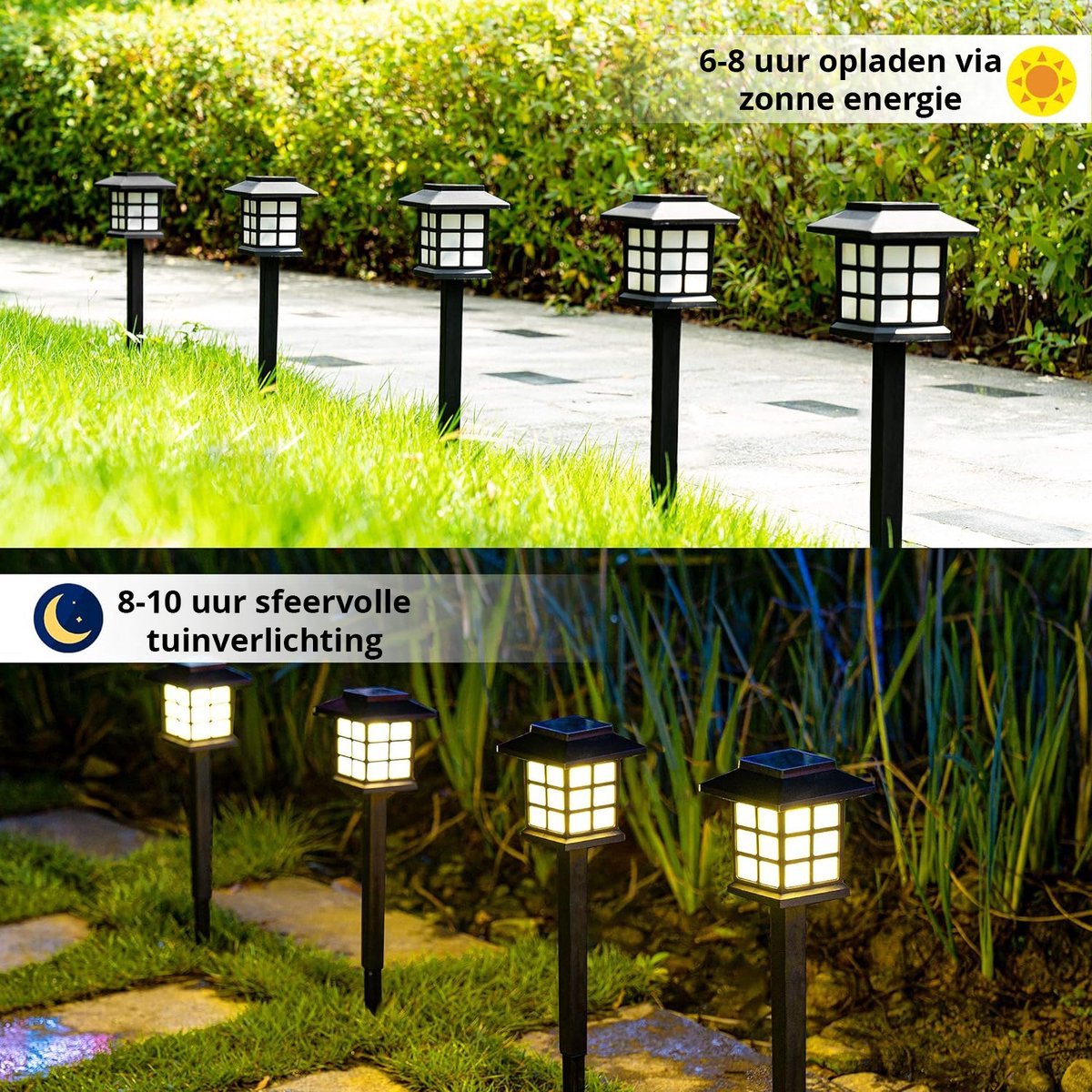 Tuinfakkels op Zonne Energie - 6 Stuks