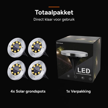 Grond Spots op Zonne Energie - 4 Stuks - Solar Tuinverlichting