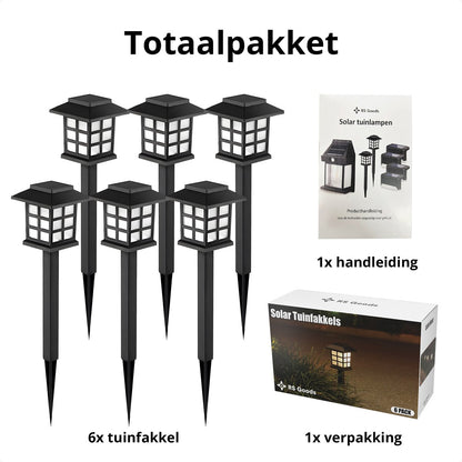 Tuinfakkels op Zonne Energie - 6 Stuks